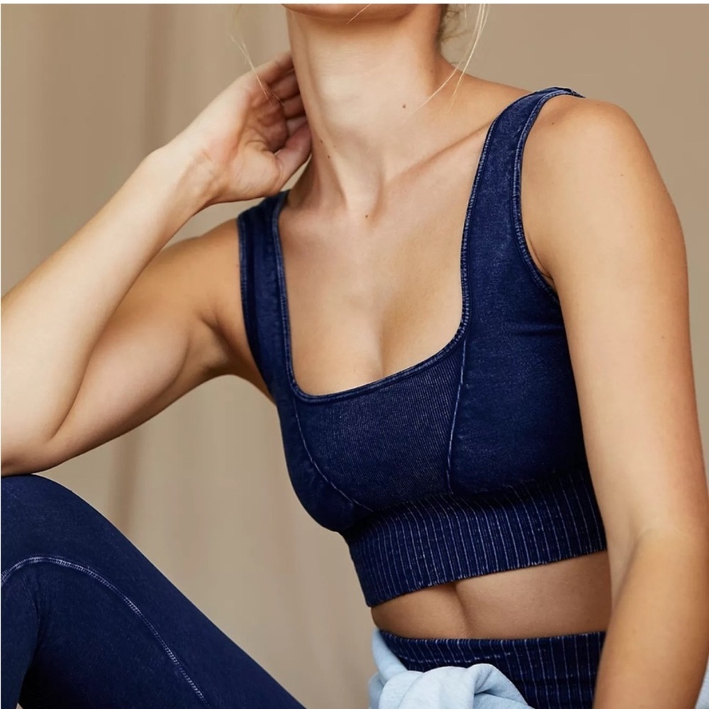 Blue Ribbed Women's Intimate Set - Picture 2 of 8